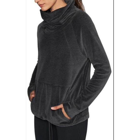 Athleta Gray Velour Velvet Turtleneck Pullover - Picture 2 of 5